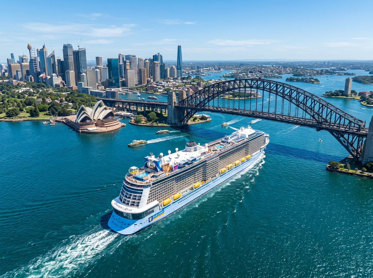 Royal Caribbean Ovation of the Seas near Sydney Harbour